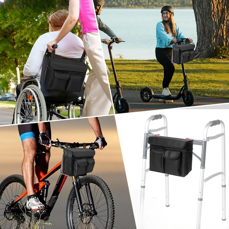 BLIRITEL Electric Scooter Bag,Mobility Scooter Basket Bag,Mobile Scooters Organizer Pouch with 14 Inch Laptop Pocket and 2 Cup Holders for Wheelchair & Bike - Image 5